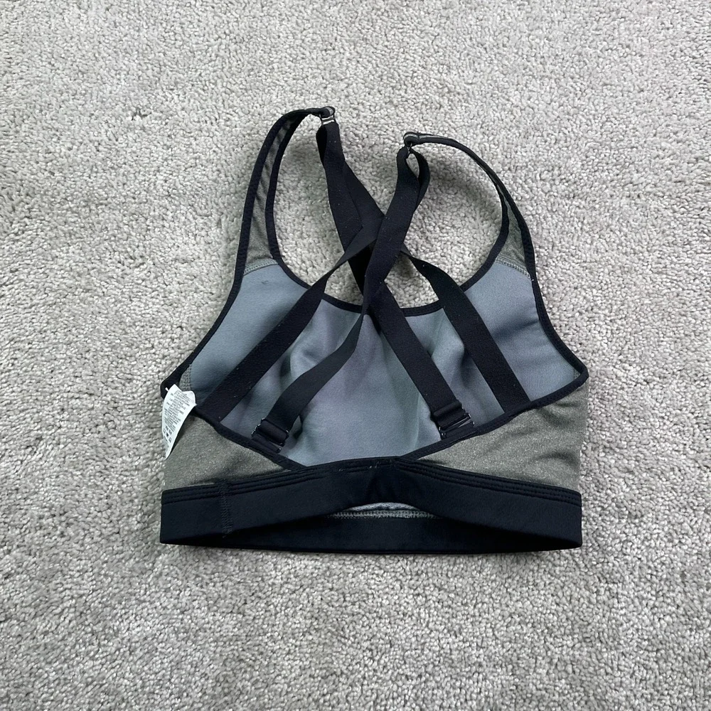 Nike Sports Bra Womens Small Grey Impact High Support Strappy Gym Training
